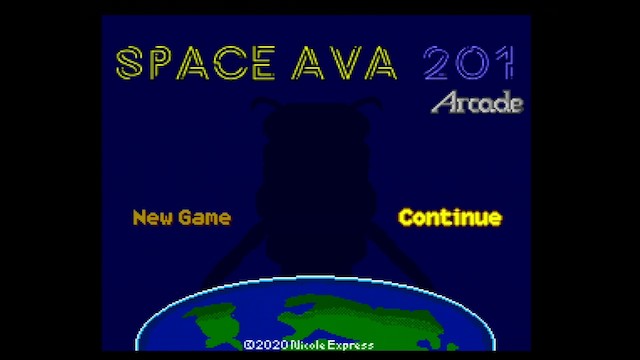 A screenshot of Space Ava 201 running with the Arcade Card says 'Arcade' under the title
