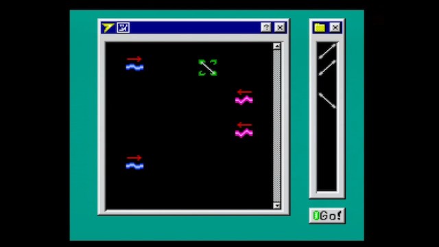 A screenshot of Space Ava 201 showing mirror puzzle mode, which is aesthetically similar to Windows 95 for some reason