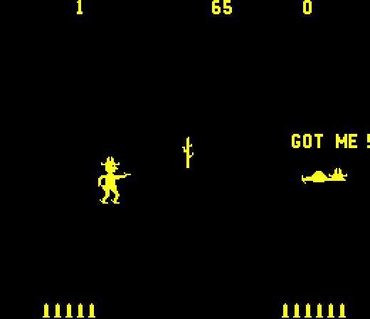 A screenshot of Gun Fight, a monochrome game