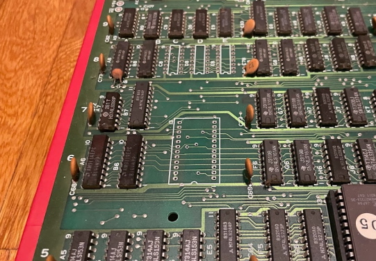 A portion of the circuit board has chips