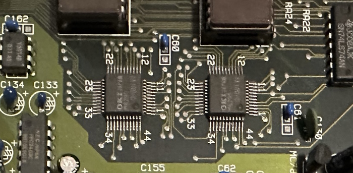 Two surface-mount OKI M6295 chips