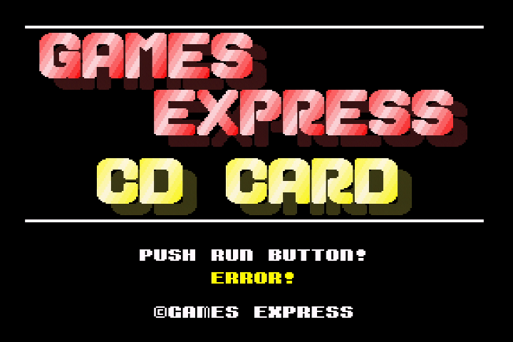 The Games Express CD BIOS displayed on the PC Engine Duo R, with an error