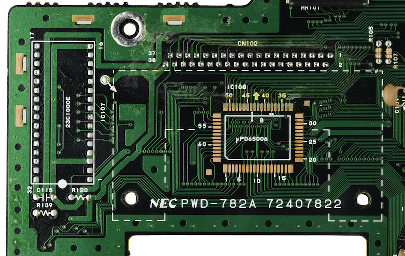 A region of the TurboGrafx-16 motherboard, explained below