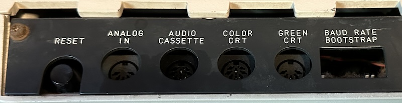 ports on the FM-8, including GREEN CRT and COLOR CRT