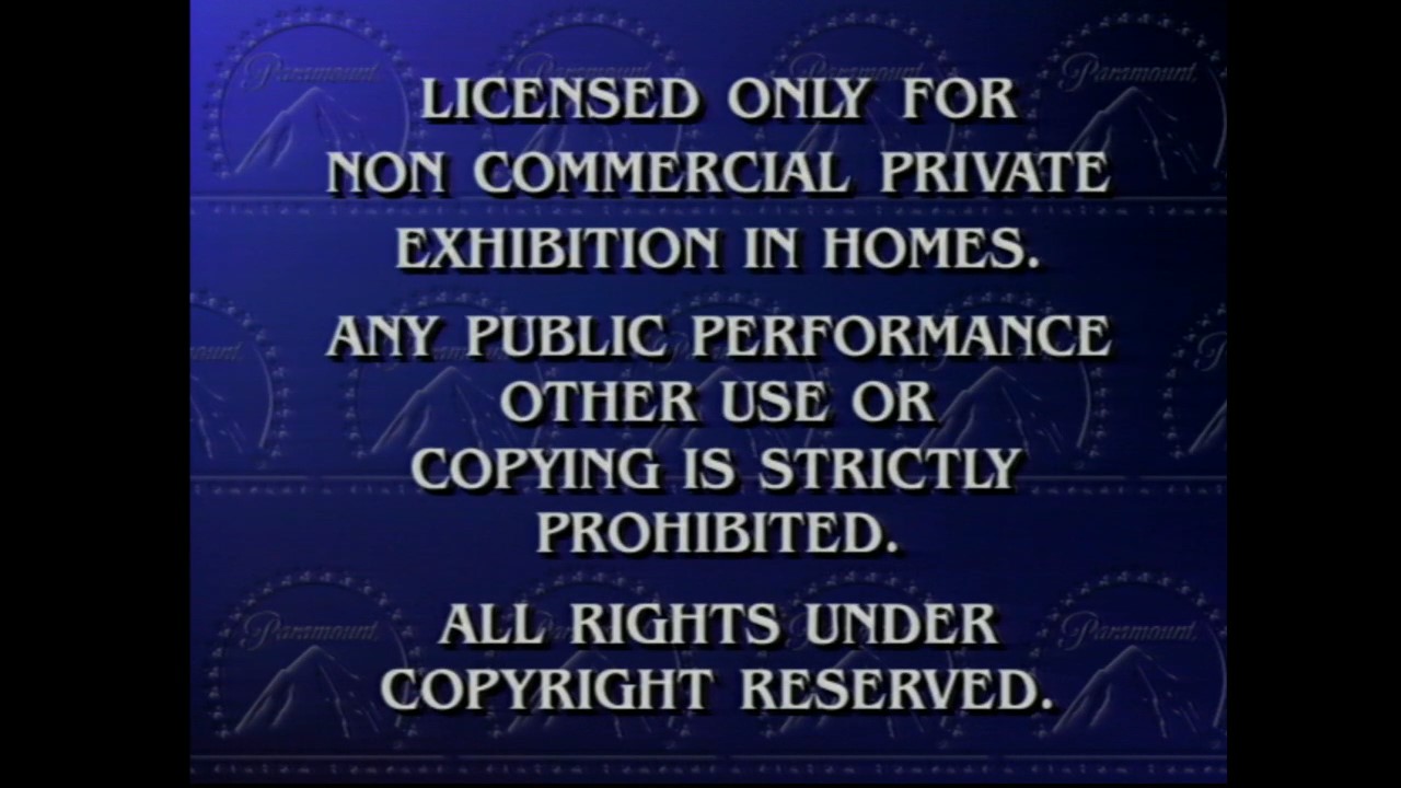 A copyright notice from a Laserdisc