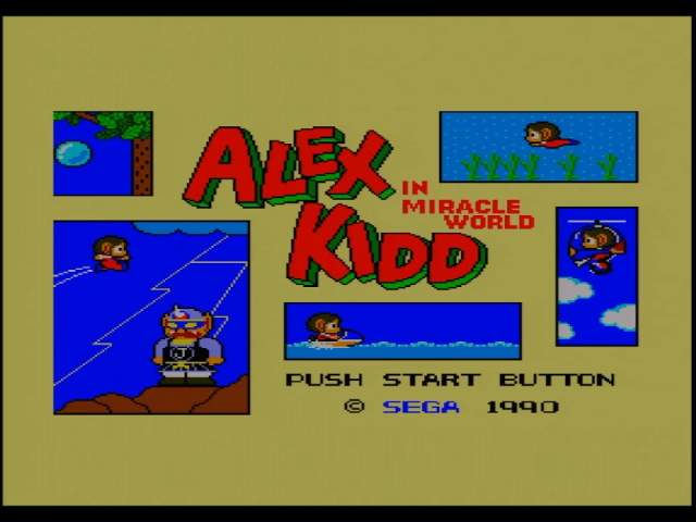 Alex Kidd in Miracle World Title Screen. The colors are much more reasonable.