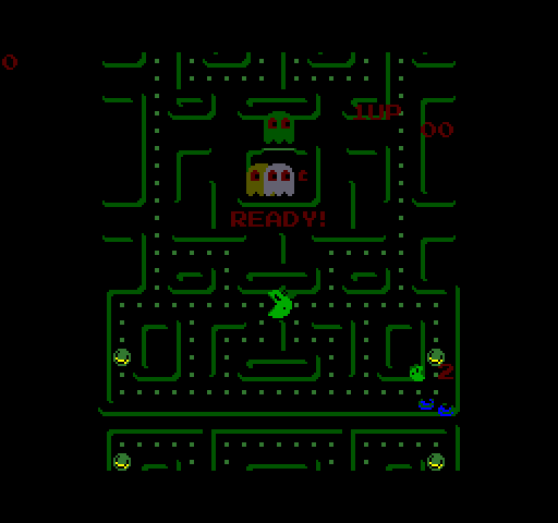 Ms Pac-Man gameplay, but it's green