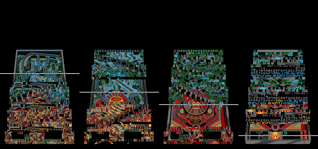 High Speed pinball. There are four segments of the screen