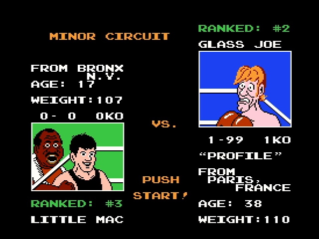 Little Mac and Glass Joe compare stats