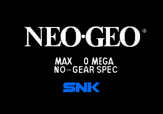 Neo Geo screen with 'Max 330 Mega Pro-Gear Spec' changed to 'Max 0 Mega No-Gear Spec'