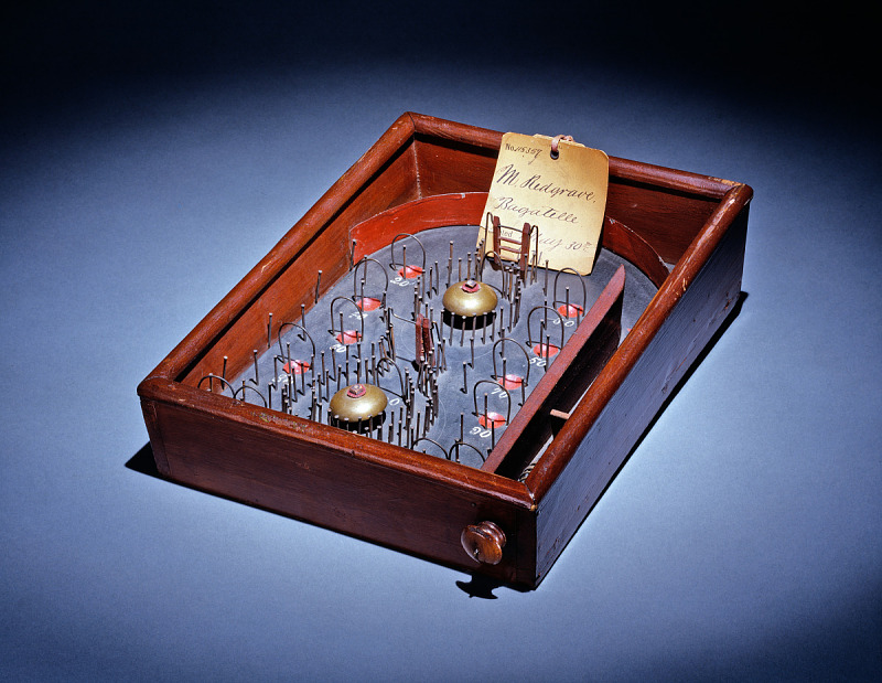 A vintage automatic bagatelle game from 1871