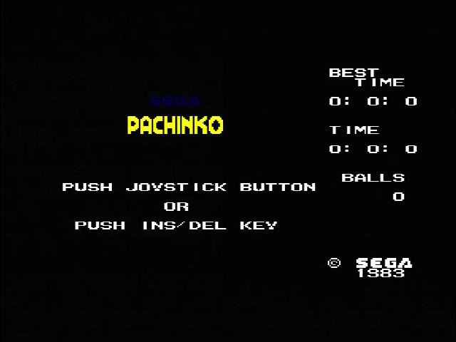 Sega Pachinko title screen. It's quite stark