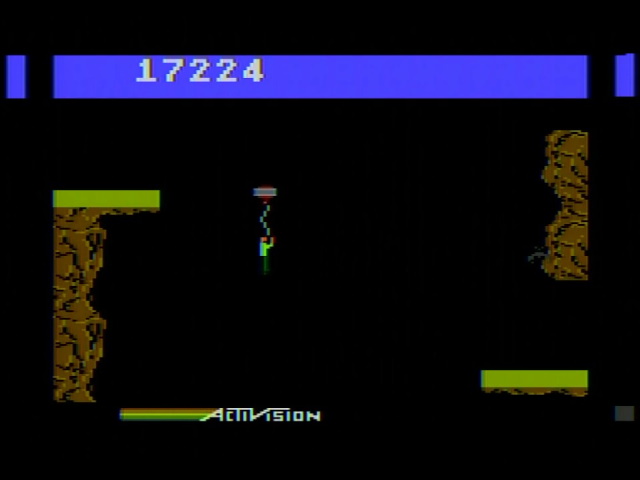 The Atari computer version of Pitfall II. Pitfall Harry floats on a balloon