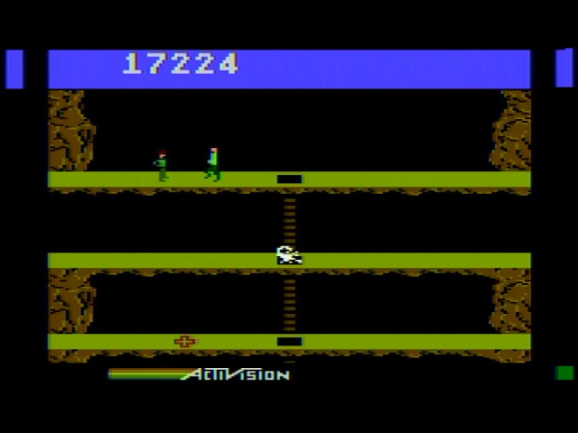 The Atari computer version of Pitfall II. Pitfall Harry runs towards his niece.