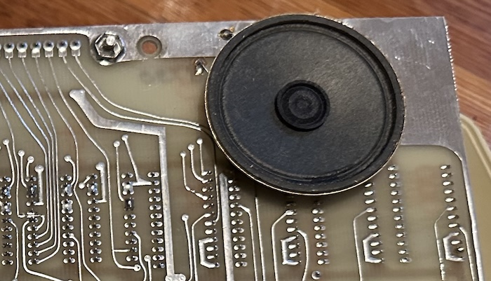 Back of the circuitboard, with a speaker