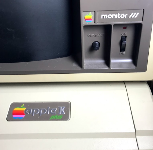 The Monitor III sitting on the Apple II plus