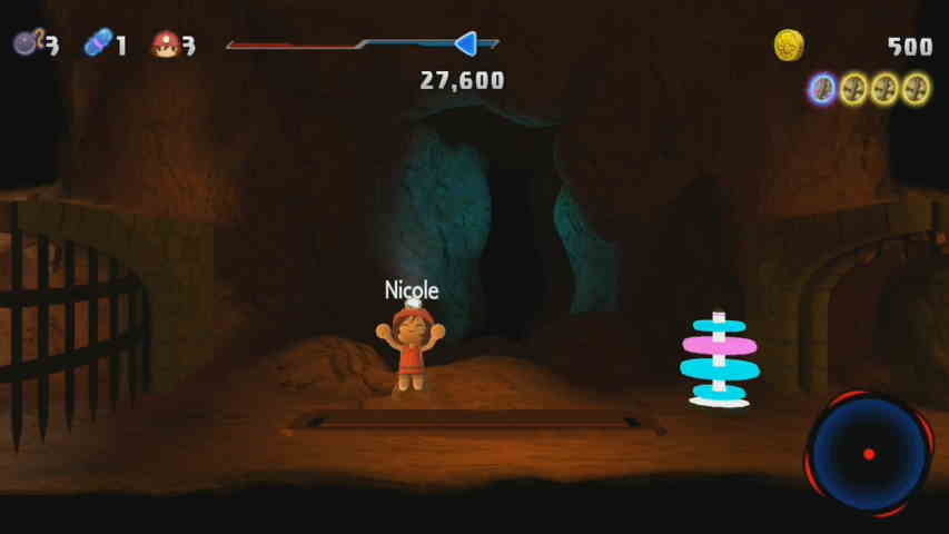 Minna no Waiwai Spelunker gameplay. Splunkette jumps for joy