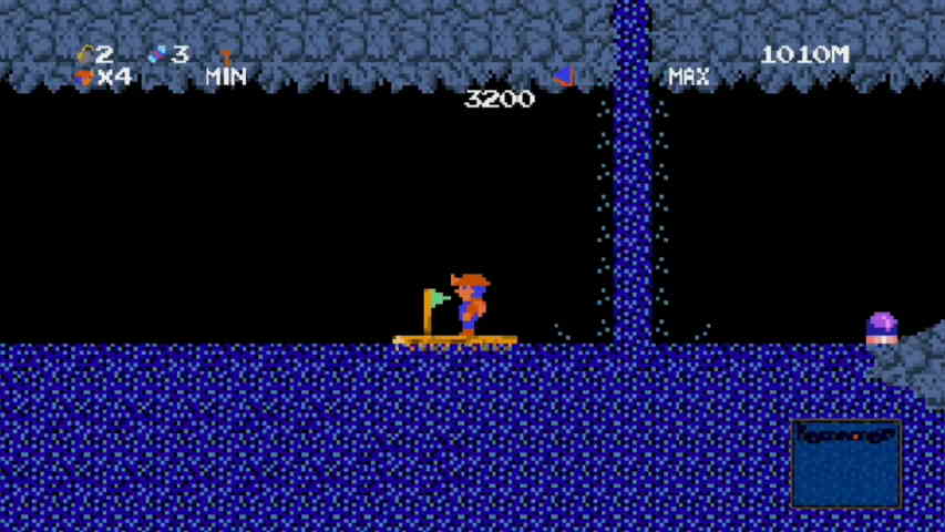 Spelunker HD Deluxe gameplay. Now we're in a NES style