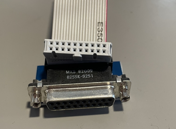 An adapter from 19-pin DB shell to 20-pin