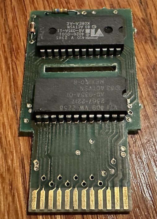 Pitfall II circuit board, showing two chips