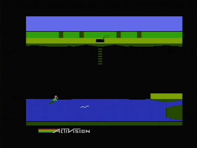 Pitfall II gameplay. Well, it's actually the attract mode, showing Harry swimming