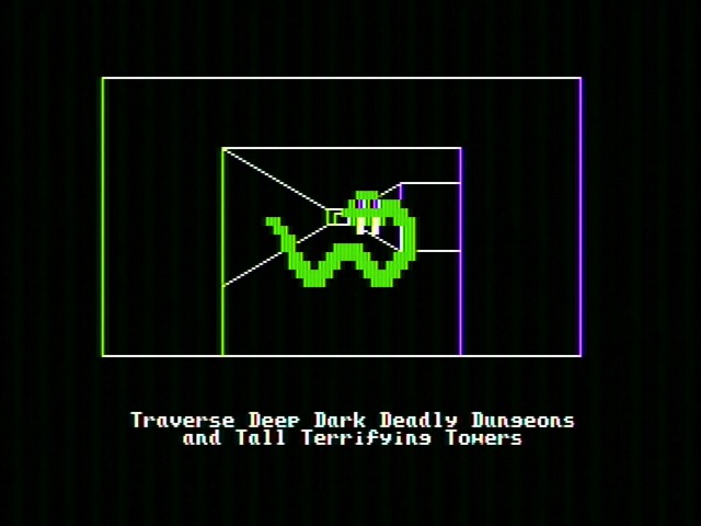 Ultima II showing a green dorky-looking snake in a dungeon