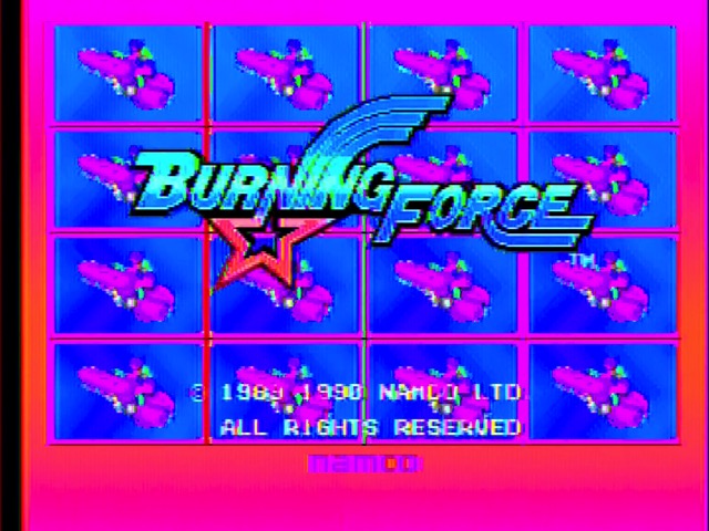 Finally, the SECAM Atari 2600 version of Burning Force Burning Force title screen in a very garish color screen