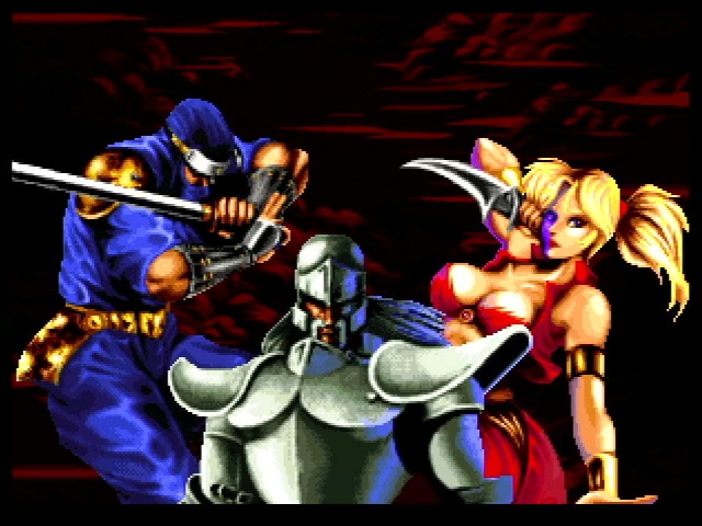 Crossed Swords II demo screen showing the three playable characters