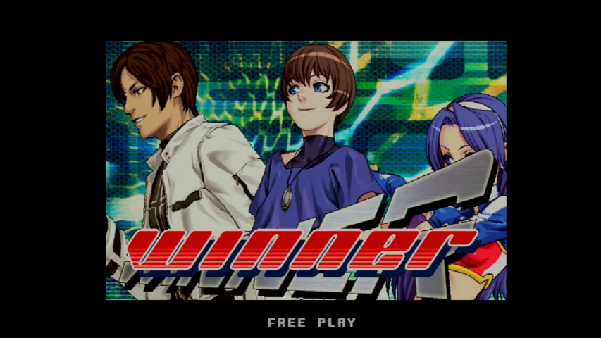 KOF Neowave victory screen; the characters are there and so is the text 'WINNER', but no post-match taunt