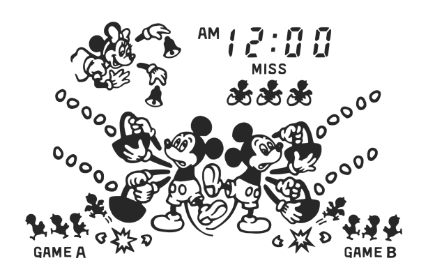 Mickey Mouse LCD. The eggs move in straight paths