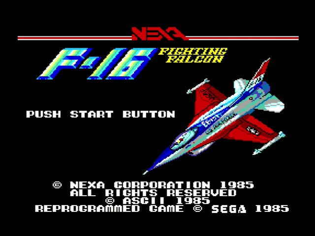 if I had used the screenshot from above, would anyone have noticed? F-16 Fighting Falcon title screen, too colorful to be a TMS9918A mode