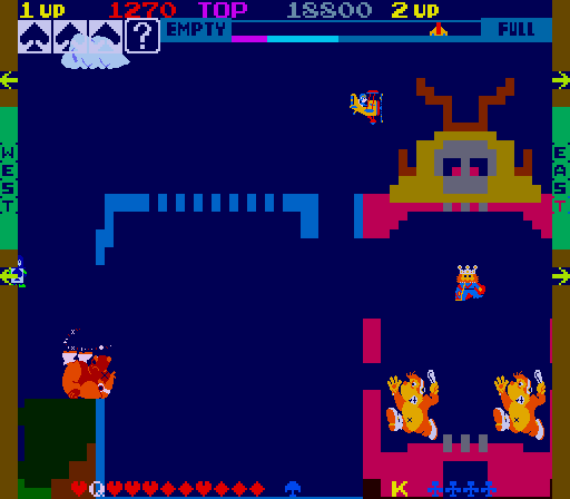 Sky Skipper gameplay, scrolling around large blocky areas