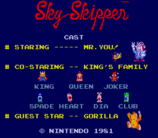 Sky Skipper title screen