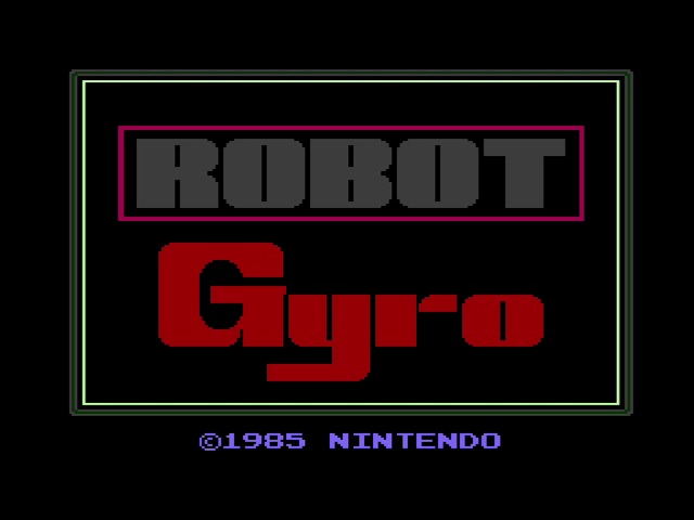 Gyromite NES title screen, saying Robot Gyro