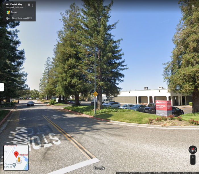 A vacant suburban building in an industrial area of Campbell, California