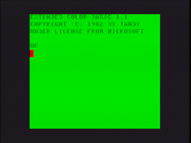 it's.... a motorola 6847 Color Computer boot screen, with text