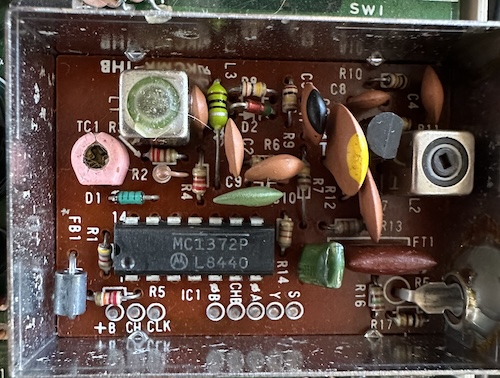 what a twist Inside of the RF box, showing an MC1372