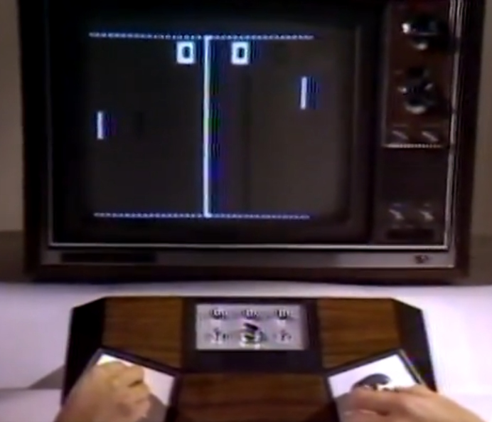 Two hands playing monochrome Pong