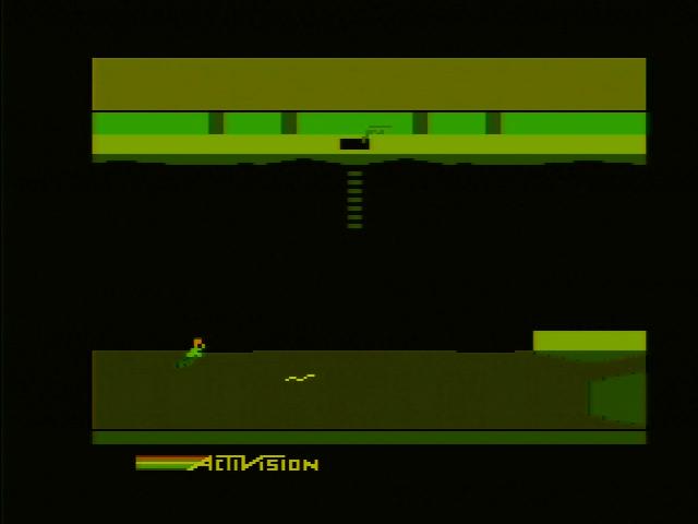 A screenshot of Pitfall II with the green channel removed