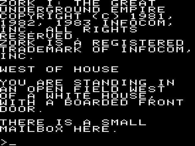 ZORK I: THE GREAT UNDERGROUND EMPIRE in a stretched font
