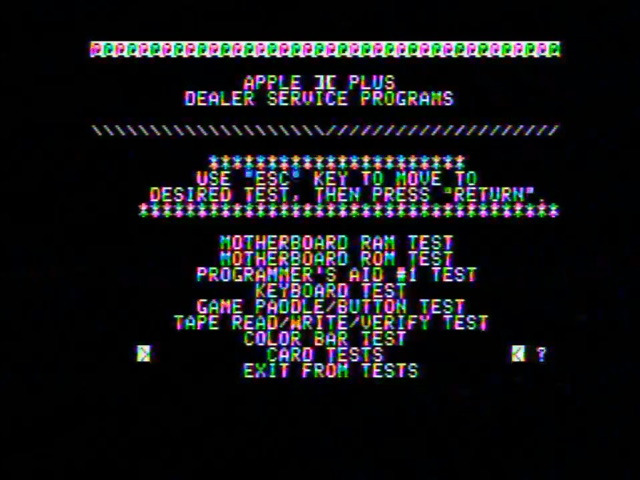 The Apple II's text mode picked up by the Micomsoft Framemeister. Rainbow artifacts are visible