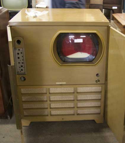 An early field-sequential television. The screen is very small