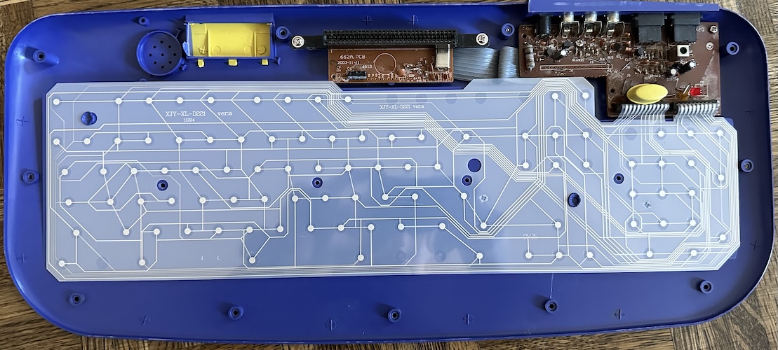 Internal, showing two PCBs and a keyboard membrane