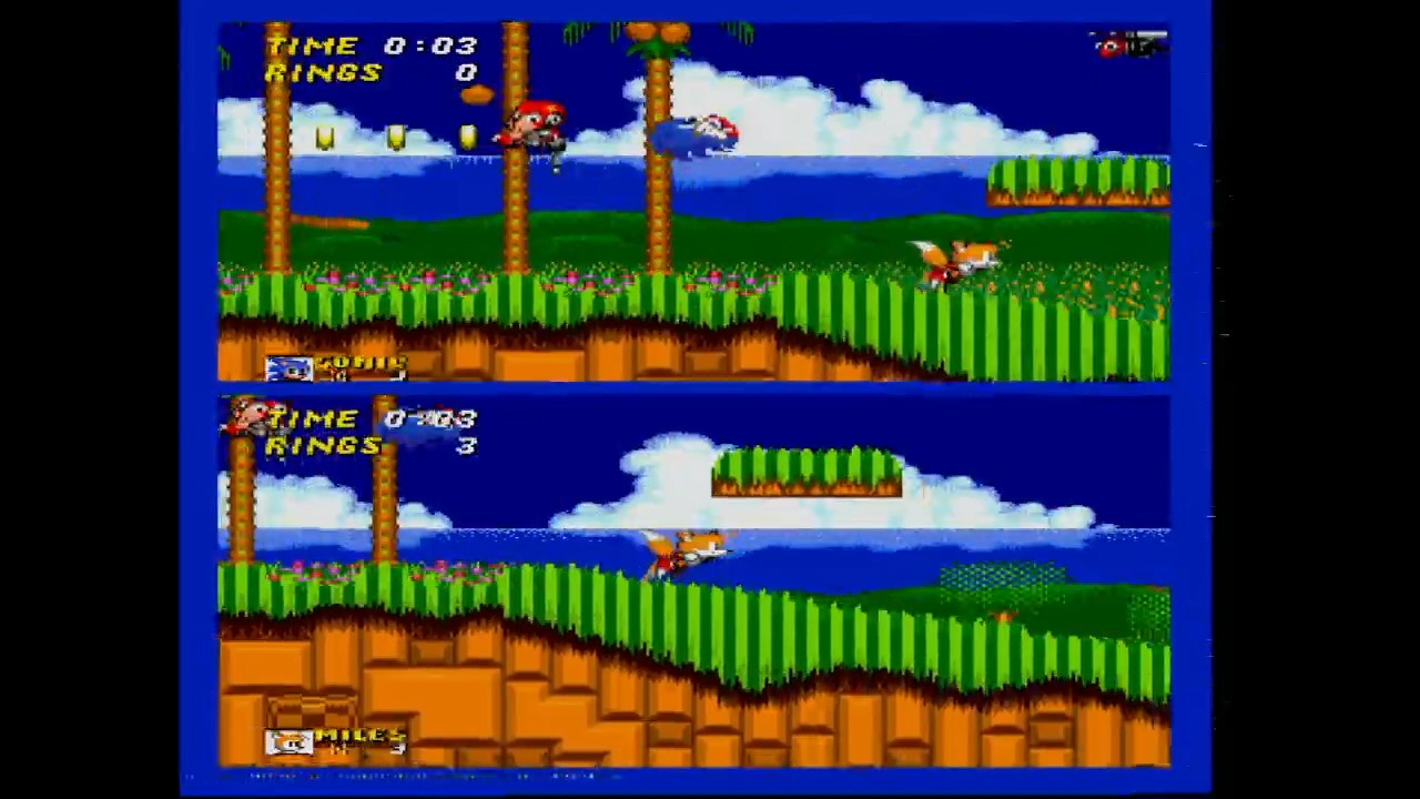 Sonic 2's Emerald Hill Zone 2 player gameplay