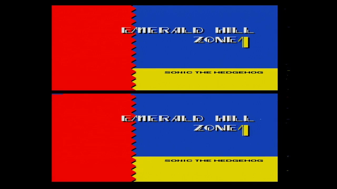 Sonic 2's Emerald Hill Zone title card, only distorted as much as it's supposed to be