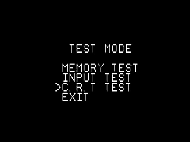 Test mode of Sega's Dottori-kun. 'C.R.T TEST' is highlighted