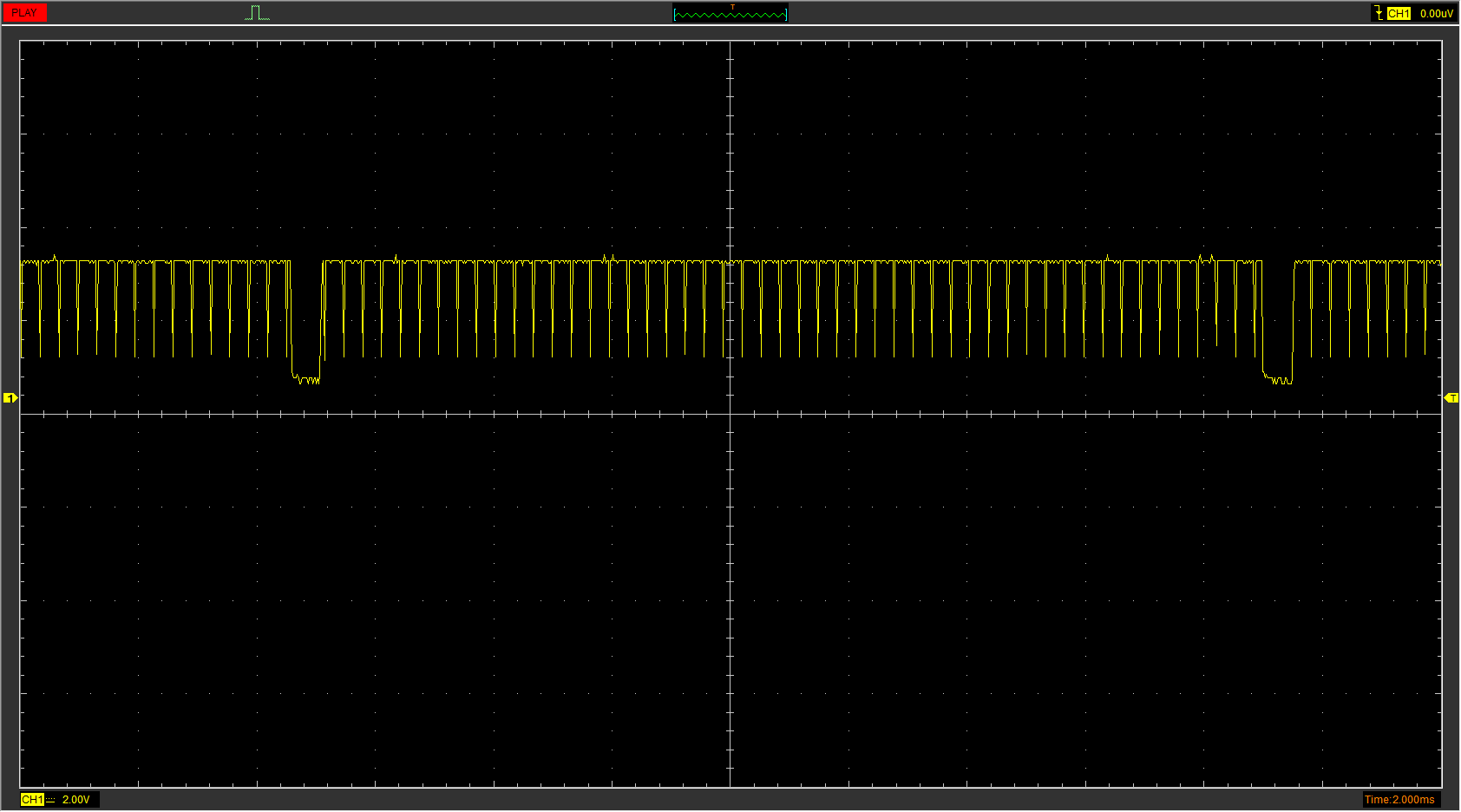 The sync signal from Dottori-kun. No pulses are seen in the vertical blank