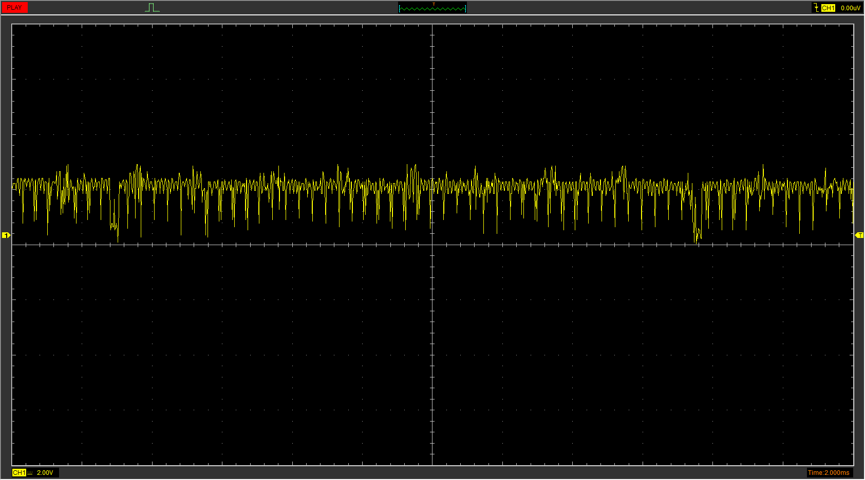 The sync signal from KOF '97. It's very noisy, but pulses are seen in the vertical blank