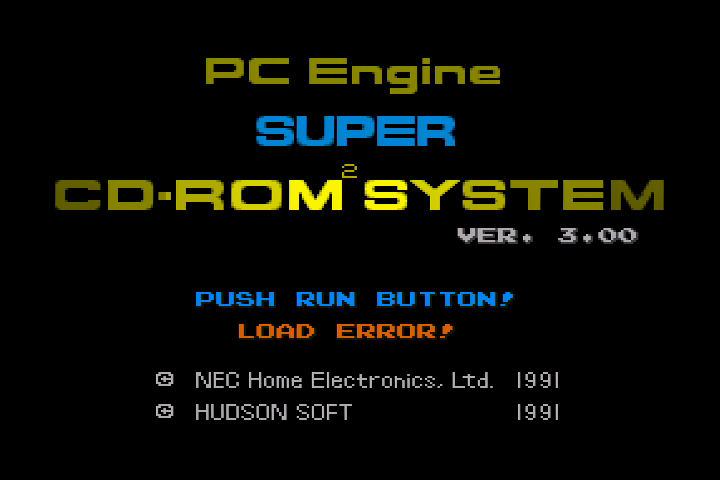 A loading error displayed on the PC Engine Duo R