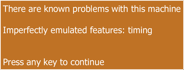 MAME error message. Improperly emulated features: timing